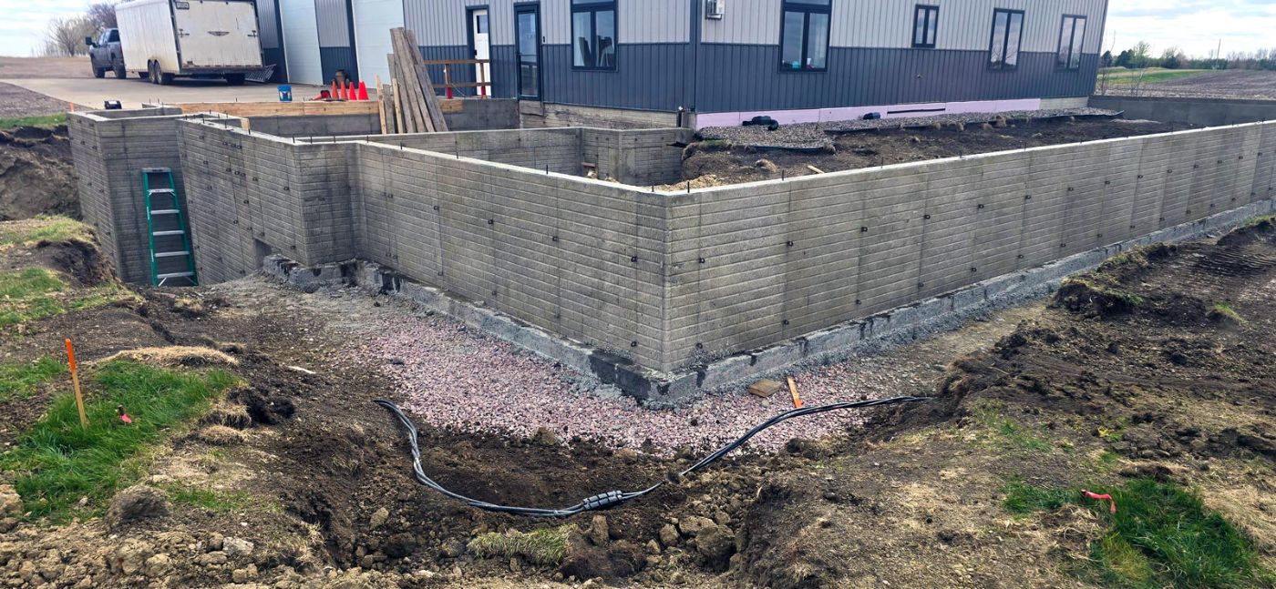 Poured concrete foundation walls for a new custom home build